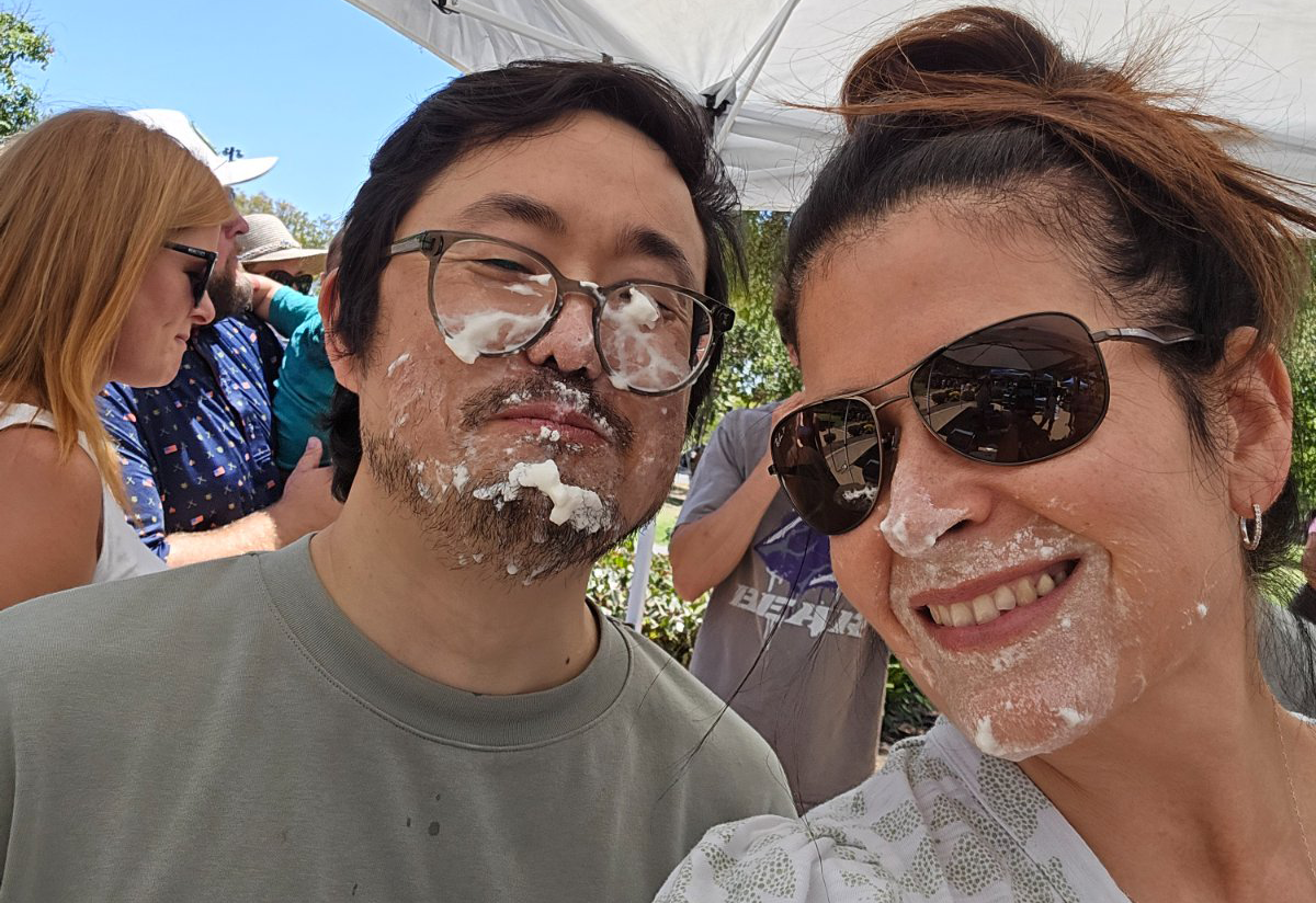 Pie eating contest at the picnic