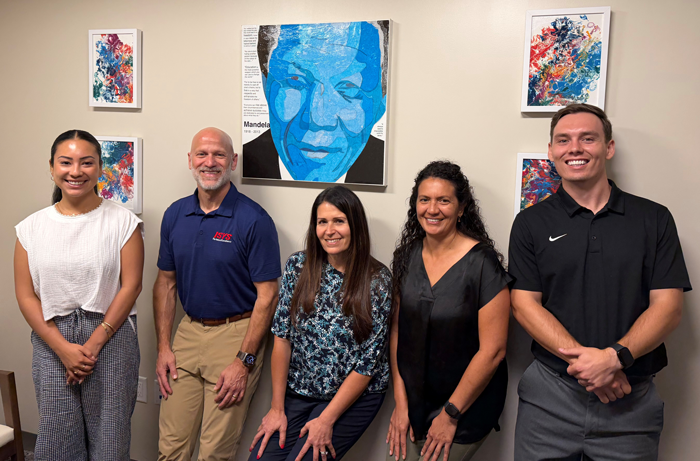 Pictured from left are Elisabeth from Finance, Chip from IT, ISYS® President and CEO Alysha Loumakis-Calderon, Erika from Human Resources, and Andrew from Finance.